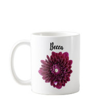 Deep Purple Dahlia Flower Personalised Mug