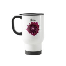 Deep Purple Dahlia Flower Personalised Travel Mug