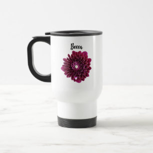 Deep Purple Dahlia Flower Personalised Travel Mug