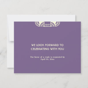 Deep purple deco wedding enclosure RSVP response