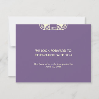 Deep purple deco wedding enclosure RSVP response