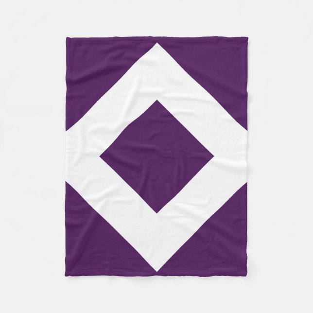 Deep Purple Diamond, Bold White Border Fleece Blanket (Front)