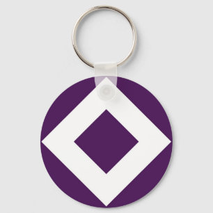 Deep Purple Diamond, Bold White Border Key Ring