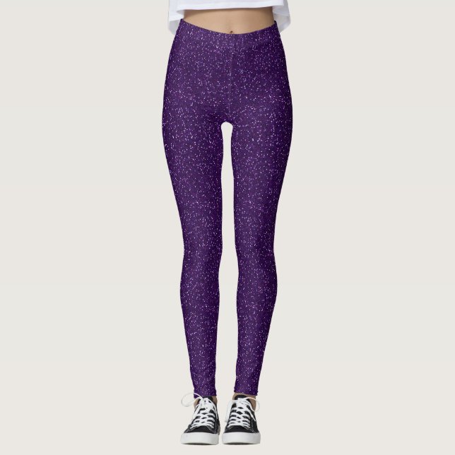 Deep Purple Faux Glitter Leggings (Front)