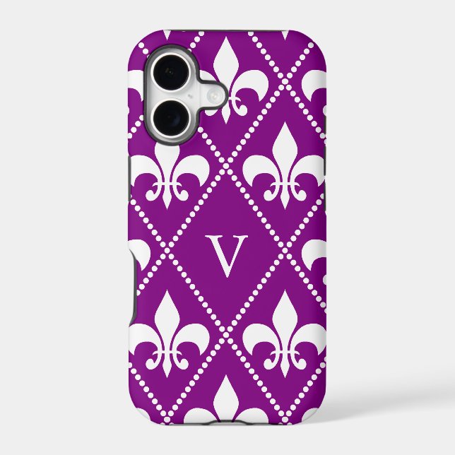 Deep Purple Fleur de Lis w/ monogram (Back)