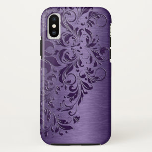 Deep Purple Floral Lace iPhone XS Case