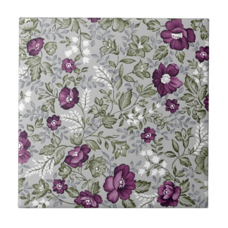 Deep Purple Floral Tile