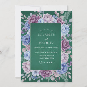 Deep Purple Floral Verdant Wedding Invitation
