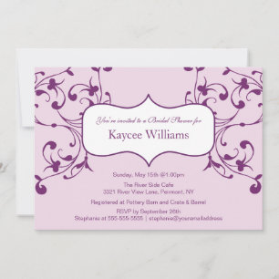 Deep Purple Flourish Bridal Shower Invitation
