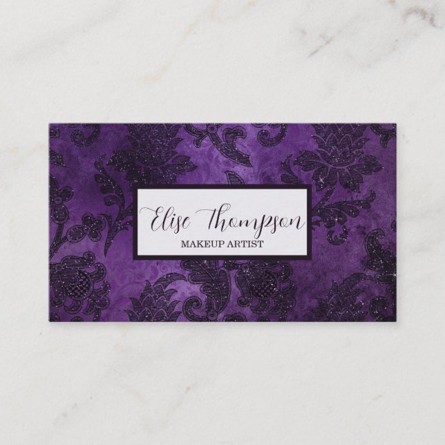 Deep Purple Glam 2 Makeup Artist  Business Card (Front)