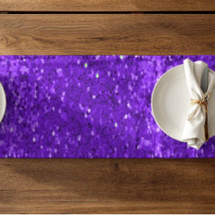 Deep Purple Glam Faux Glitter Pattern Short Table Runner