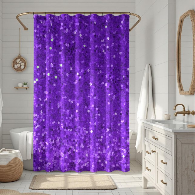 Deep Purple Glam Faux Glitter Pattern Shower Curtain (Creator Uploaded)