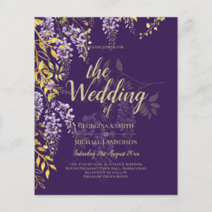 DEEP PURPLE GOLD LEAVES Wedding Invite Flyer