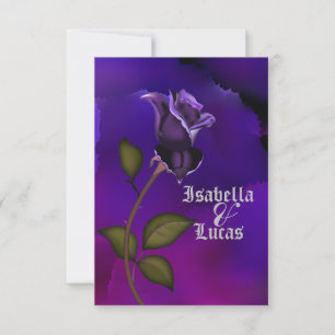 Deep Purple Goth Rose  Wedding Invitation