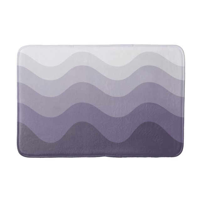 Deep Purple Grey Wavey Stripe Modern Bath Mat (Front)
