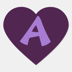 Deep Purple Heart Shaped Letter Sticker