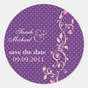 Deep Purple  Heart Vine - save the date sticker