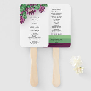 Deep Purple King Protea Watercolor Art Hand Fan