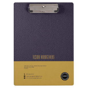 Deep Purple Leather, Gold Clipboard