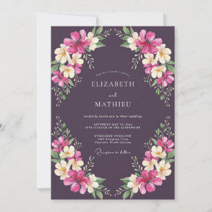 Deep Purple Lily Wedding Invitation
