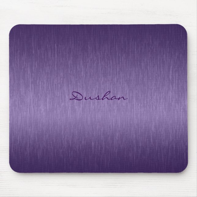 Deep Purple Metallic Design Brushed Aluminium Look Mouse Mat (Front)