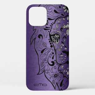 Deep Purple Metallic Texture Lion Sugar Skul Case- iPhone 12 Pro Case