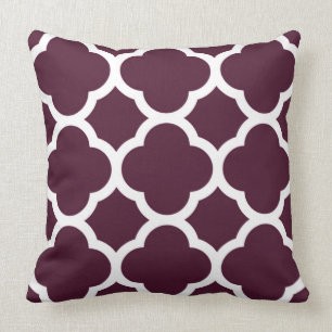 Deep Purple Moroccan lattice Large Quatrefoil Cushion