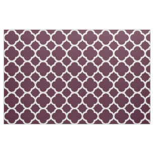 Deep Purple Moroccan lattice Quatrefoil Pattern Fabric