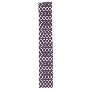 Deep Purple Moroccan Quatrefoil Pattern Long Table Runner