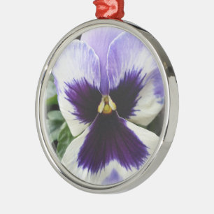 deep purple on white pansy metal tree decoration