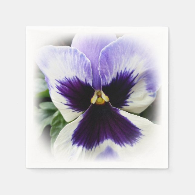 deep purple on white pansy napkin (Front)