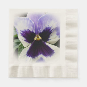 deep purple on white pansy napkin