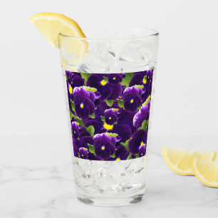 Deep Purple Pansies, Drink Glass