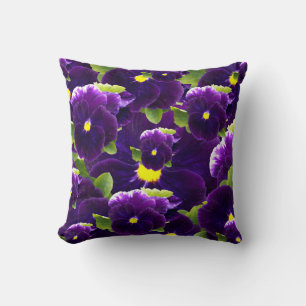 Deep Purple Pansy Bushes, Cushion