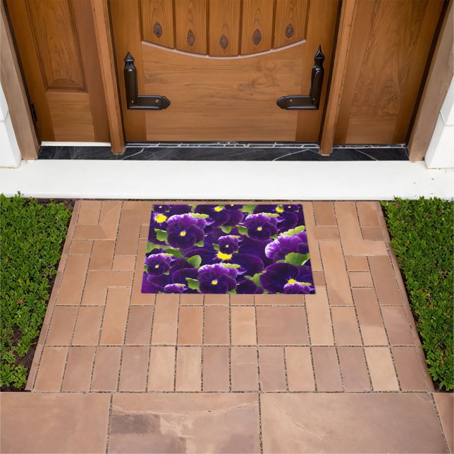 Deep Purple Pansy Bushes, Doormat (Outdoor)