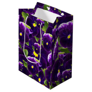 Deep Purple Pansy Bushes, Medium Gift Bag