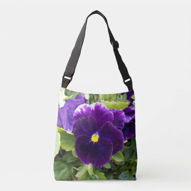 Deep Purple Pansy, Crossbody Bag (Front)