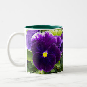 Deep Purple Pansy, Two-Tone Coffee Mug