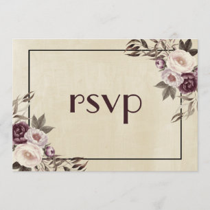 Deep Purple Peonies Wedding RSVP Invitation