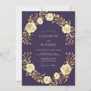 Deep Purple Rose Wedding Invitation