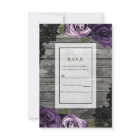 Deep Purple Roses Rustic Wood Black Lace RSVP 