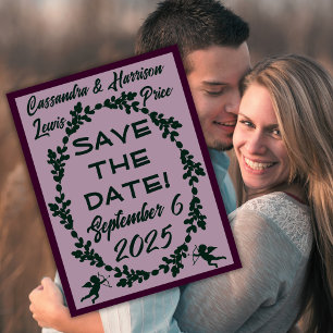 Deep Purple Rustic Wedding Save-the-Date Postcard