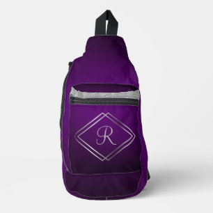 Deep Purple & Silver Monogram Sling Bag