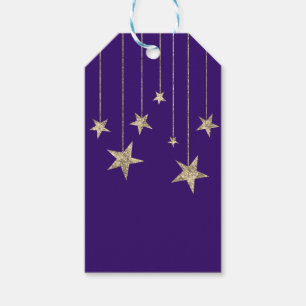 Deep Purple Silver Stars Wizard Gift Tag