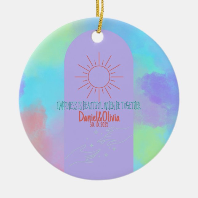 Deep Purple Soft Weeding Stuff  Ceramic Tree Decoration (Front)