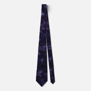Deep Purple Starry Night AI Art Tie