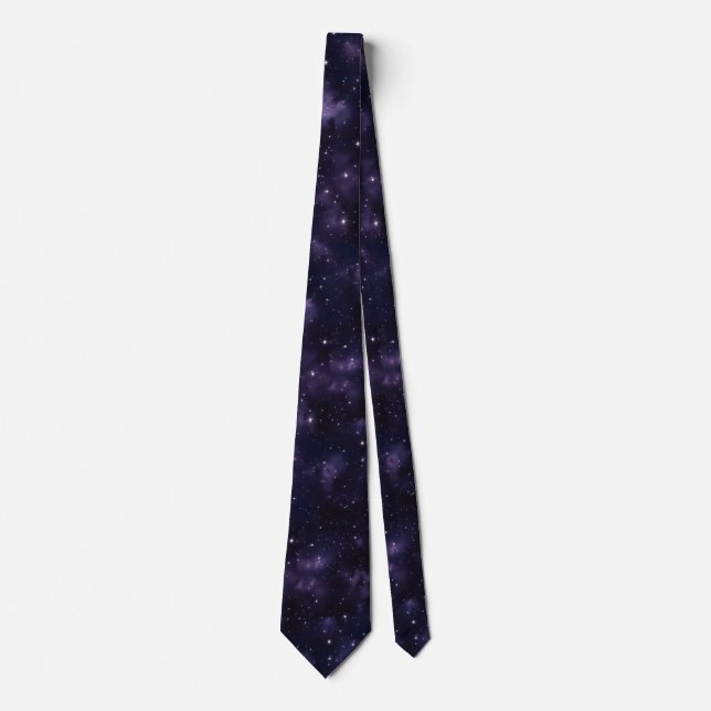 Deep Purple Starry Night AI Art Tie (Front)