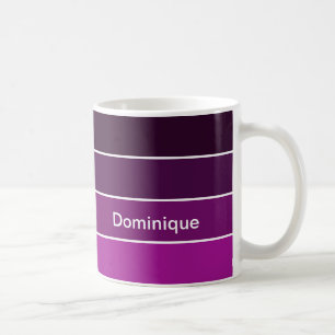 Deep Purple Striped Coffee Mug - White Border