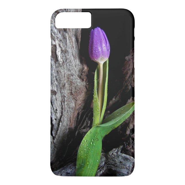 deep purple tulip on driftwood Case-Mate iPhone case (Back)