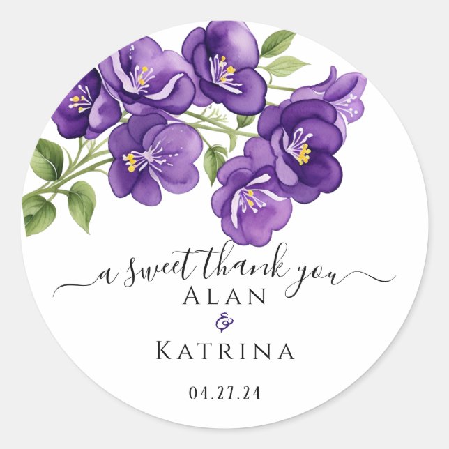 Deep Purple Violets Classic Round Sticker (Front)